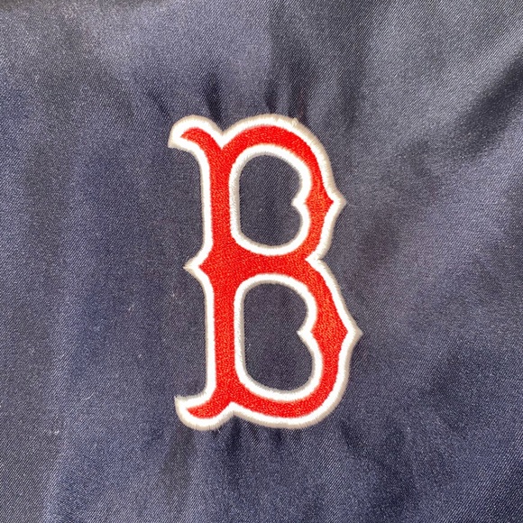 Vintage Genuine Merch Boston Red Sox Bomber Jacket Carl Banks V Neck Blue L - Picture 3 of 8